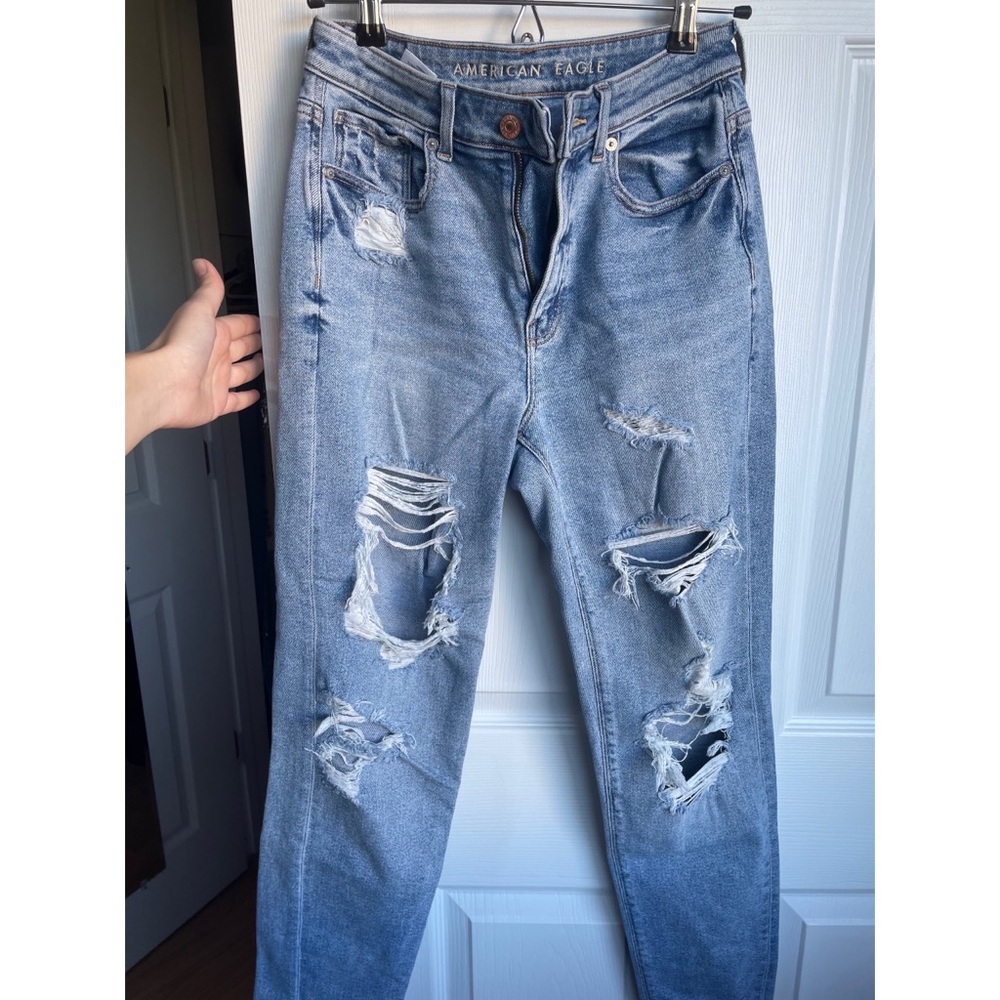 American Eagle Ripped Blue Jeans Super Stretch